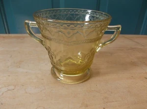 Amber Federal Patrician or Spoke Depression Glass Sugar Bowl - Picture 1 of 7