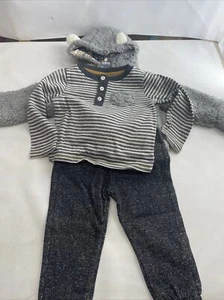 Boys LITTLE LAD Hooded Sherpa 3-PC Outfit Set! Size 3/6M Gray Super Cute:)! - Picture 1 of 6