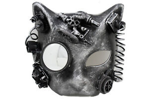 Men Women Black Cat Face Mask Rave Gothic Steampunk Halloween Costume Machine