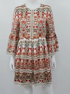 Thurley White Red Floral Tiered Dress Silk Size 8 - Picture 1 of 5