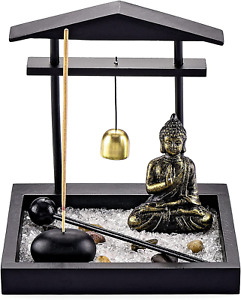  Buddha Statue w/Tealight Candle Holder, Rocks & Incense Burner Holder & Tray 