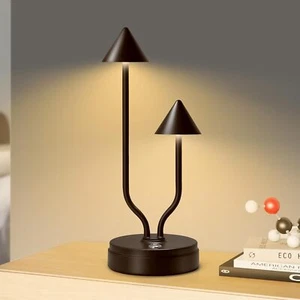 LED Table Lamp with 2-Light, Rechargeable Battery Operated Desk Lamp, 3-Way Dimm - Picture 1 of 7