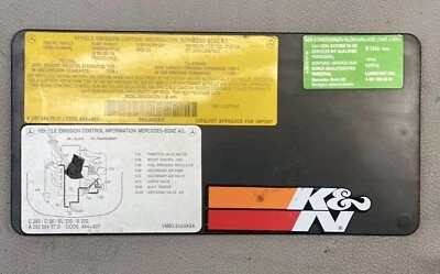 Mercedes-Benz C280 1997 C36 W202 bajo capó panel de pegatinas de emisiones #2026820081 Foto 1 de 4