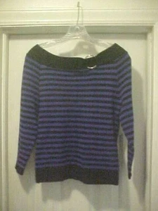 Fiorlini International Damen blau & schwarz gestreifter Pullover Oberteil Größe S 3/4 Ärmel - Bild 1 von 8