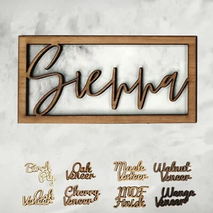 Personalised Wooden Name Hoop Sign Rectangle Wall Plaque Bedroom Baby Room Decor - Picture 1 of 29