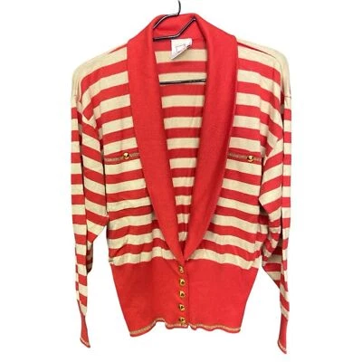 Suéter para mujer Mondi vintage a rayas rojas y crema talla 38/S Foto 1 de 4
