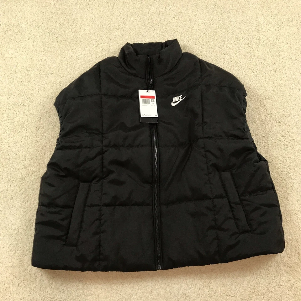 Nike Sportswear Black Puffer Vest Therma-Fit Oversized FB7679-010 Women's Medium