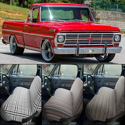 Cubiertas de asiento de banco con manta de sillín para Ford F-100 1960-1983 tamaño completo de una pieza Foto 1 de 4