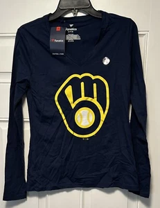 Milwaukee Brewers Fanatics Vneck Women’s Small L/S Tshirt- NWT - Picture 1 of 3