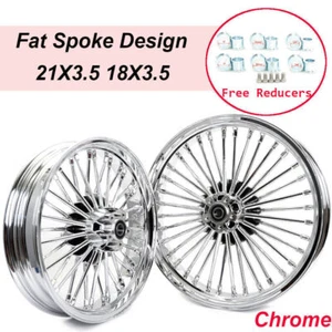For Harley 21&18 3.5 Fat Spoke Wheels Rims Softail Standard FXST Fatboy FLSTF - Picture 1 of 12