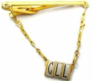 "CLL" Monograma Firmado Hickok Placa Cuello Corbata Clip Cadena Corbata Traje Hombres De Colección - Imagen 1 de 11