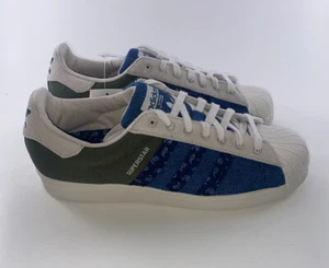 Adidas Superstar Originals Textile/Denim Patchwork Men Size 9 H04295 New Rare - Picture 1 of 12