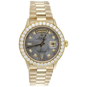 Rolex President DayDate 18038 Diamond Watch 18K Gold 36mm Meteorite Dial 4.18 CT - Picture 1 of 11
