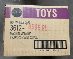 Sealed Factory Case Of 72 Mattel Hot Wheels Cars 3612-999B PL Malaysia Toys - Picture 1 of 3
