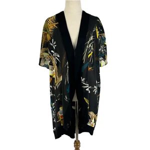Taking Shape Womens Top S Black Sheer Floral Short Sleeve Jacket NWOT - Bild 1 von 9