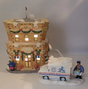 Disney Lighted Mickey Mouse Main Street Christmas Village Post Office Mail Truck - Picture 1 of 14