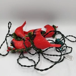 Cardinals On Twig Branch Christmas String Light Set Plastic Birds Holiday Decor - Picture 1 of 13