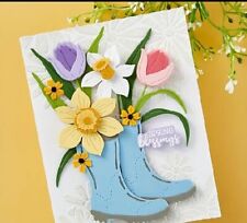 Rain Boots & Flowers Metal Cutting Dies Scrapbook Die Cuts Card Craft Embossing
