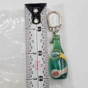 Perrier Water Keyring 2in Green Plastic Bottle France Keychain Vtg Sealed NOS - Picture 1 of 13