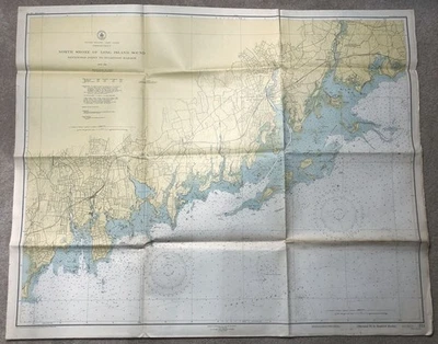Mapa náutico vintage 1941 USC&GC Sherwood Point to Stamford Long Island Foto 1 de 4