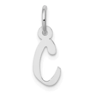 10k Weißgold kleiner schräger Block Initiale C Charm Anhänger 0,17gm L-15mm - Bild 1 von 2