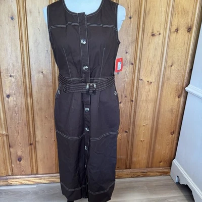 Vestido camisero Isaac Mizrahi para mujer talla 6 marrón con botones delanteros con cinturón Foto 1 de 4