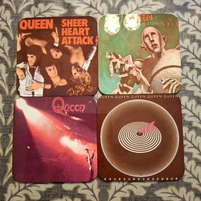 QUEEN SET OF 4 TABLE DRINK COASTERS LP COVERS - Image 1 of 2