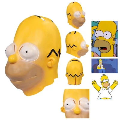 Homer Jay Simpson Máscara Juegos con disfraces Máscaras de látex Casco Mascarada Accesorios Vestido elegante Foto 1 de 4