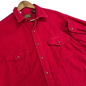 VTG 90s Eddie Bauer Red Button Up Heavy Flannel Long Sleeve Shirt Mens XL Tall - Picture 1 of 7