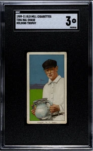 1909-11 T206 Old Mill Hal Chase Holding Trophy SGC 3 VG - Picture 1 of 2
