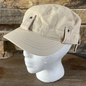 Classic Beige Cotton Army Hat Military Cadet Patrol Style Flat Cap - Picture 1 of 10