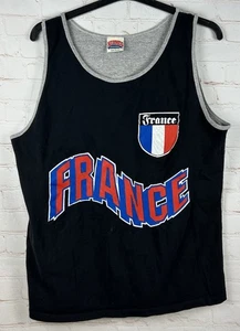Vintage Nutmeg France Tank Top Shirt Mens Size Large Black And Gray 90s - Picture 1 of 5