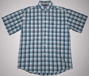 Wrangler George Straight Mens Blue Plaid Button Up Shirt Size Medium - Picture 1 of 11