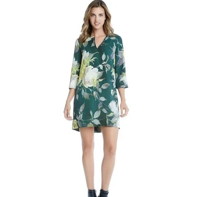 Vestido Karen Kane, festa turno verão verde formal estampa floral tamanho M - Imagem 1 de 4