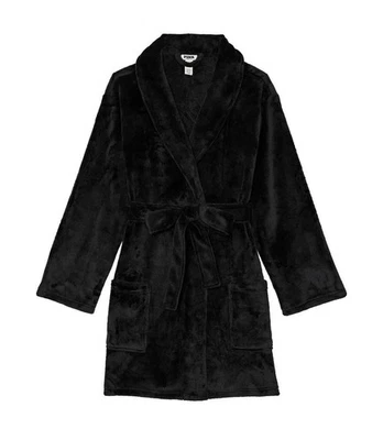 Victoria's Secret ROSA Bata Felpa Súper Suave Negro Logo Nuevo con Etiquetas XS/S Foto 1 de 3