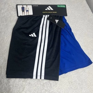 Boy's Adidas 2 Pack Active Shorts Blue and Black Size XLarge 18 - 20 - Picture 1 of 7