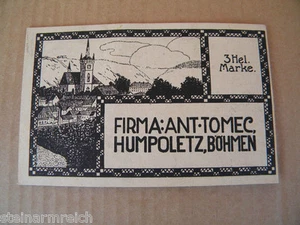 WIENER WERKSTAETTE Werbekarte? BOEHMEN 1910 Nr.1 ANT. TOMEC Humpoletz Molleschau - Bild 1 von 1