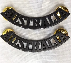 WW1 - WW2 Australian Army uniform black shoulder titles badges replica AIF ANZAC - Picture 1 of 5