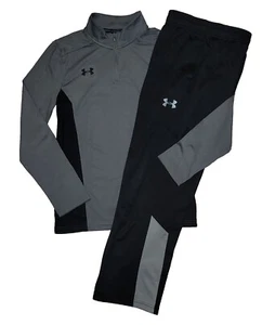 Under Armour Youth M (10-12) Black/Gray 1/4 Zip Pullover & Fleece Pants Outfit - Picture 1 of 10