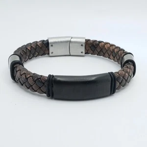 Inox Jewelry Renegade Collection Stainless Steel And Rope Braided Leather Band - Picture 1 of 6