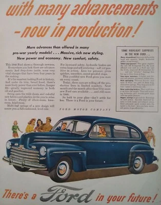 Ford печатная реклама оригинальный редкий винтажный 1940-х супер Deluxe синий Robles туфли коричневый St Lo - Изображение 1 из 4