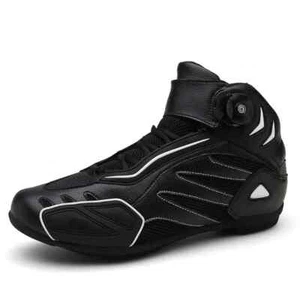 Men's and Women's PU Leather Motorcycle Boots Breathable Non-slip Riding Boots - Picture 1 of 26