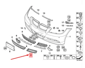 BMW 3 E90 Front Bumper Left Closed Grille 51117154553 7154553 NEW GENUINE - Picture 1 of 3