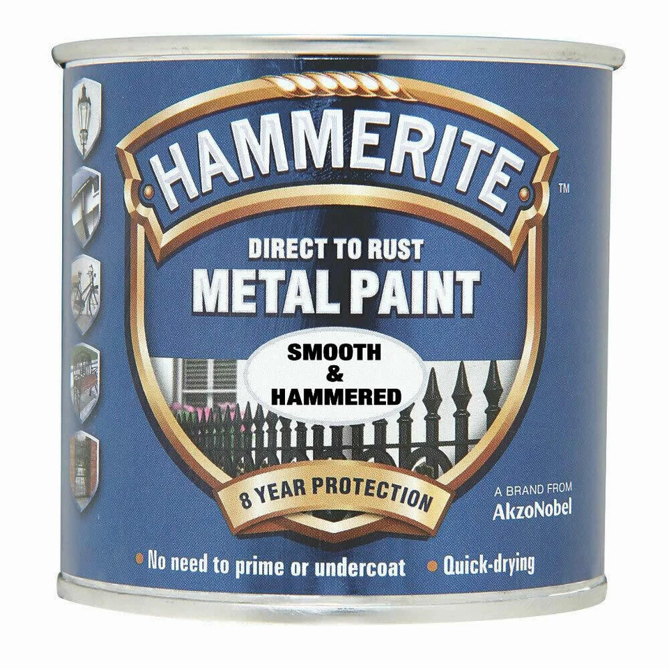 Hammerite Direct To Rust Metal Paint - All Colours- All Sizes - Smooth Hammered - Image 1 of 1