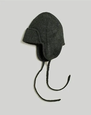 NUEVO Gorro Madewell Tejido Difuso Oreja Solapa Verde Oscuro Mezcla Lana Sombrero Calentador Foto 1 de 3