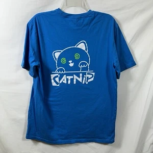Traverse City Nauti Cat Catnip Large Blue Double Sided Graphic T-Shirt Michigan - Picture 1 of 9