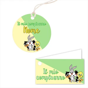 Bigliettini Bomboniera Personalizzato - BABY LOONEY TUNES - con piega o tondo - Foto 1 di 3