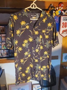Reef Men's Dress Shirt Size L Black & Yellow - Picture 1 of 6