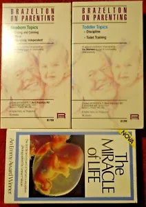 Lot of 3 VHS Miracle of Life Brazelton on Parenting Newborn Topics Toddler Sleep - Foto 1 di 2