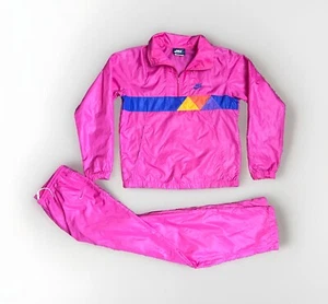 Tuta a vento vintage Nike Swoosh logo pista donna taglia L rosa 2 pezzi Y2K - Foto 1 di 11